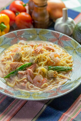 海老とホタテの明太子クリームパスタ