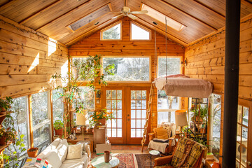 Beautiful wood house interior