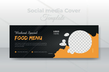 Food social media cover post design or web banner template