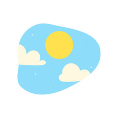 Day night icon vector. cloudy sunlight during the day and the moonlight in the starry sky
