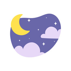Obraz na płótnie Canvas Day night icon vector. cloudy sunlight during the day and the moonlight in the starry sky