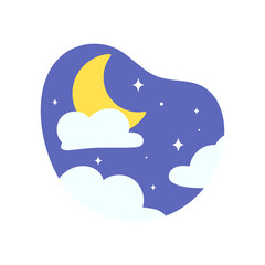 Day night icon vector. cloudy sunlight during the day and the moonlight in the starry sky