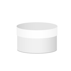 Plastic round container box package design illustration template. Round Gift Box White  On White Background Isolated. Ready For Your Design. Product Packing Vector illustration

