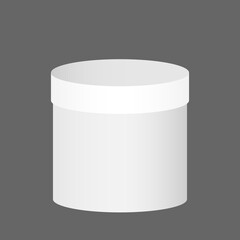 Plastic round container box package design illustration template. Round Gift Box White  On White Background Isolated. Ready For Your Design. Product Packing jpeg image jpg illustration

