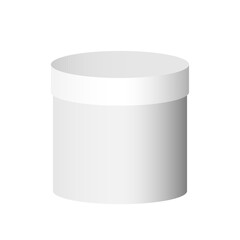 Plastic round container box package design illustration template. Round Gift Box White  On White Background Isolated. Ready For Your Design. Product Packing jpeg image jpg illustration

