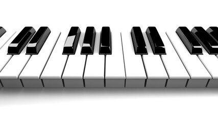 Fototapeta premium Piano keyboard on white background. 3D illustration. 