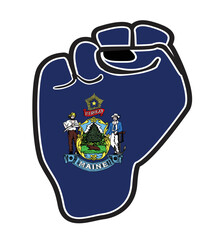 Maine State Flag Power Fist