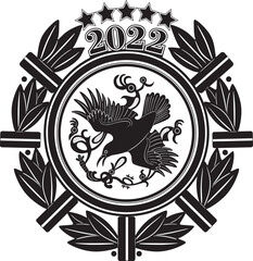 crow bird with floral frame