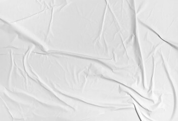 White crumpled paper poster texture background. White wrinkled paper poster template, white paper...