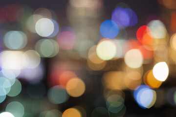 Urban city night light bokeh , defocused blur background