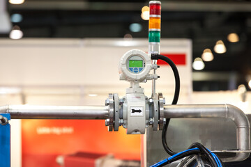 Flow meter system on factory pipeline