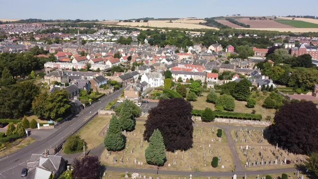 Aerial view of the medieval town Haddington, Scotland, UK