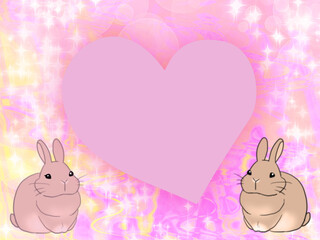 動物　うさぎとハート
