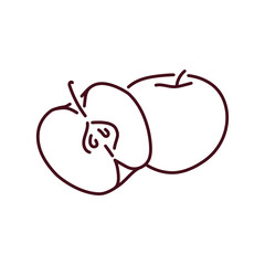 Apple and half color line icon. Pictogram for web page