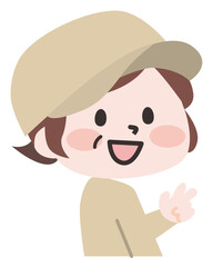 笑顔のシニア女性作業員のイラスト 