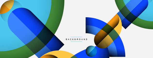 Obraz premium Geometric abstract background. Round shapes, circles, lines composition for wallpaper banner background or landing page