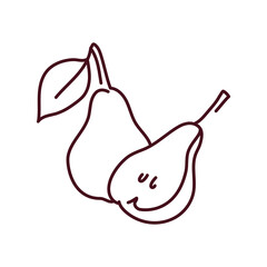 Pear and half color line icon. Pictogram for web page