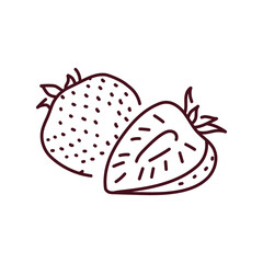 Strawberry and half color line icon. Pictogram for web page