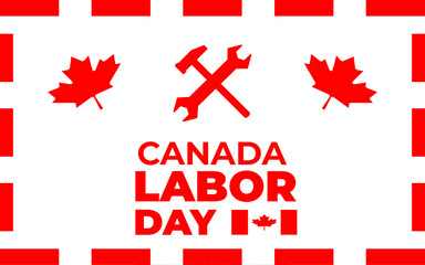 Labor day typography Background. 5th September Canada Labor day design. Happy labor day. Labor Day in the Canada Celebration. National workers holiday concept Illustration.