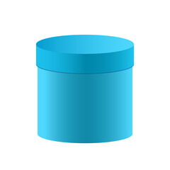 blue opened Plastic round container box package design illustration template. Round Gift White On White Background Isolated. Blue round gift box. jpeg image jpg illustration isolated on white backgrou
