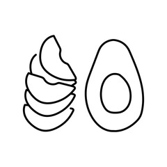 Half and slices avocado color line icon. Natural vegetable.