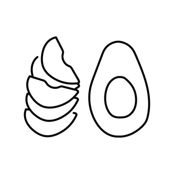 recommend clip art: Half and slices avocado color line icon. Natural vegetable.