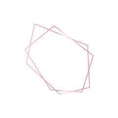 Elegant pink rose geometric frame for wedding card.