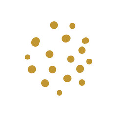 hand drawn group of gold polka dots for greeting card minimalist style decoration