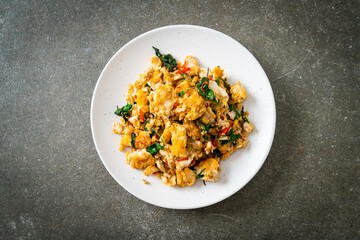 stir-fried egg with Thai basil and chilli