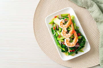 Spicy Chinese Kale Salad with Shrimp