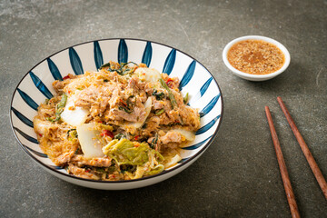 Stir-Fried Thai Styled Sukiyaki or Stir-fried vermicelli with pork and vegetables in sukiyaki sauce
