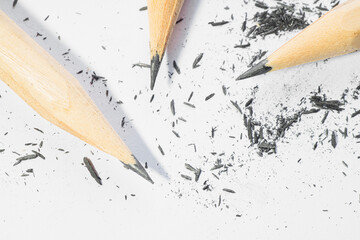 Group of sharpened pencil with graphite remnants
