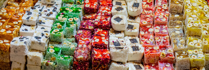 Turkish sweet delights on Istanbul market