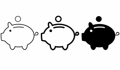 Piggy Bank icon set isolated on white background