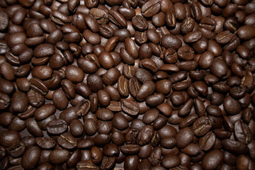 Roasted coffee beans. Coffee background or texture concept.