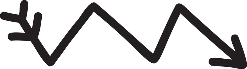 arrow doodle illustration on transparent background