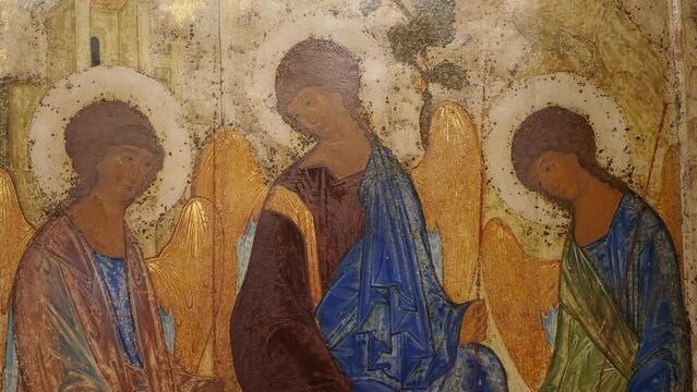  The Holy Trinity. Andrey Rublev. 1420s. Russian Icon.