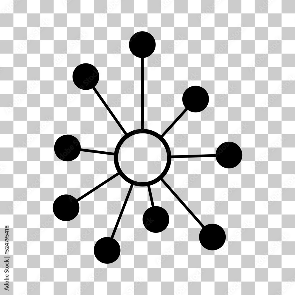Poster hub flat network icon, connect structure vector symbol isolated background, technology system