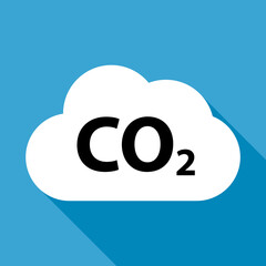 CO2 reduce cloud icon shadow, clean global emission, environment eco design symbol vector illustration