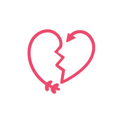 Hand drawn heart line. red heart love on valentines day