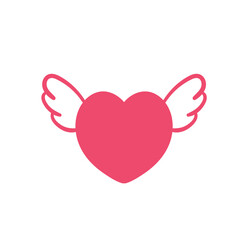 Heart with wings. Romantic valentine's day love concept.