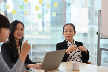 Senior Businesswoman meeting with her business team.