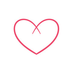Hand drawn heart line. red heart love on valentines day