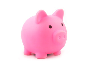 Pink piggy bank isolated on white background.