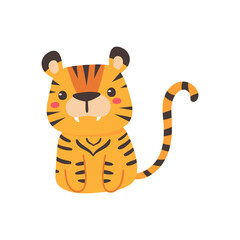 Fototapeta na wymiar Wild animal cartoons. cute tiger Elements for decorating the year of the Tiger