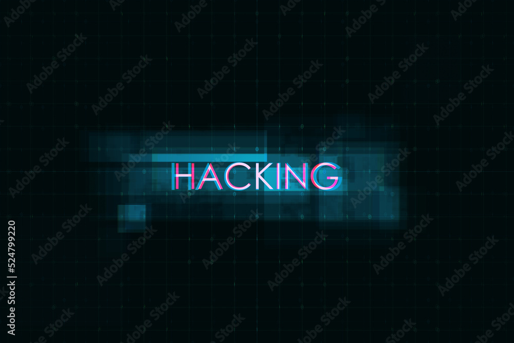 Fototapete creative digital text on dark background. hacking, technology and ai concept. 3d rendering.
