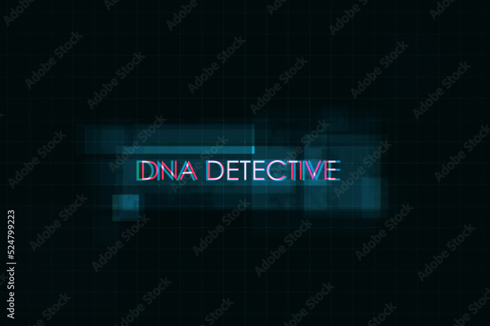 Poster creative digital text on dark background. dna detective, technology and ai concept. 3d rendering.