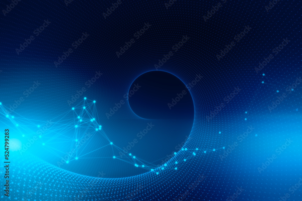 Poster creative digital blue background with polygonal mesh. 3d rendering.