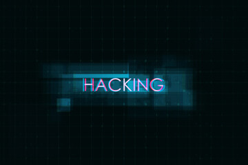 Creative digital text on dark background. Hacking, technology and ai concept. 3D Rendering.