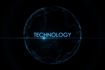 Creative round polygonal technology background. Geometry, big data and tech concept. 3D Rendering.
